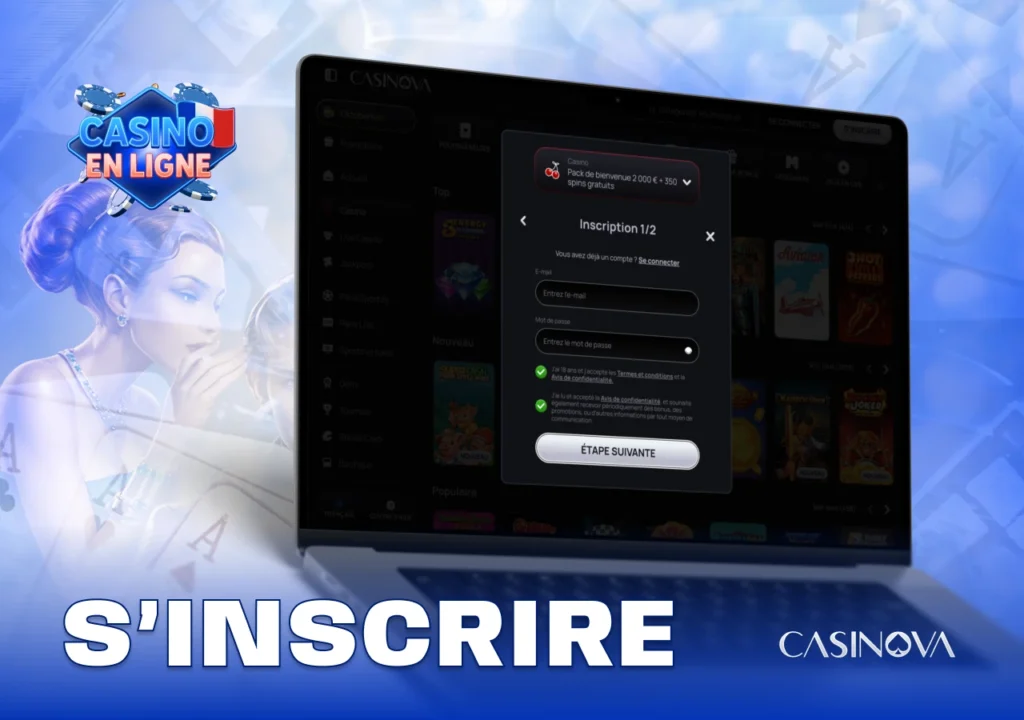 Étapes rapides et simples pour créer un compte joueur sur Casinova