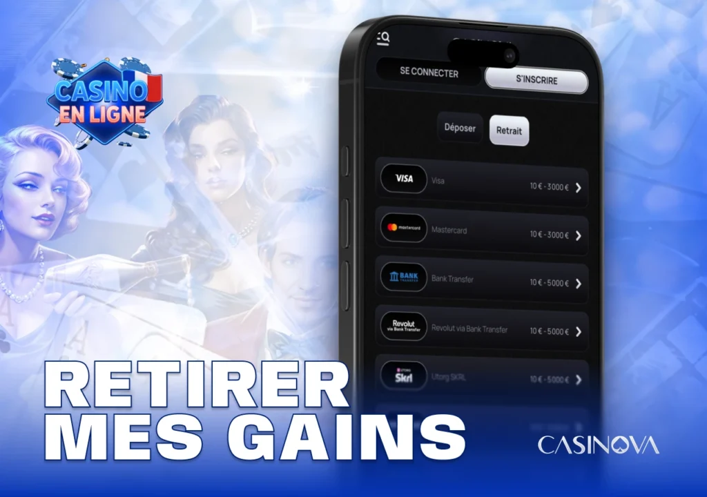 Instructions pour retirer vos gains en toute sécurité depuis Casinova Casino