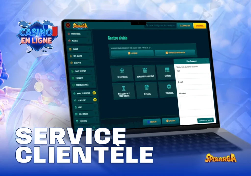 Support client disponible 24/7 pour joueurs français