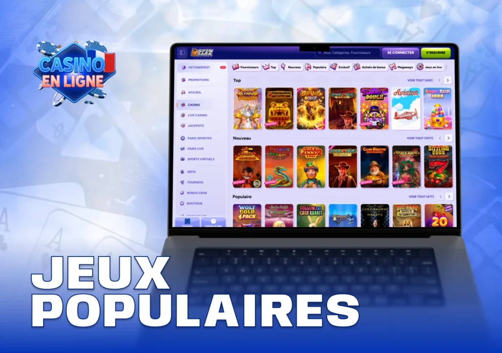 Machines à sous, blackjack et roulette en ligne les plus joués