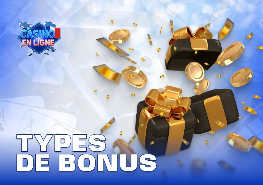 Différents types de bonus casino 2025 incluant bienvenue, dépôt, cashback et offres spéciales pour joueurs