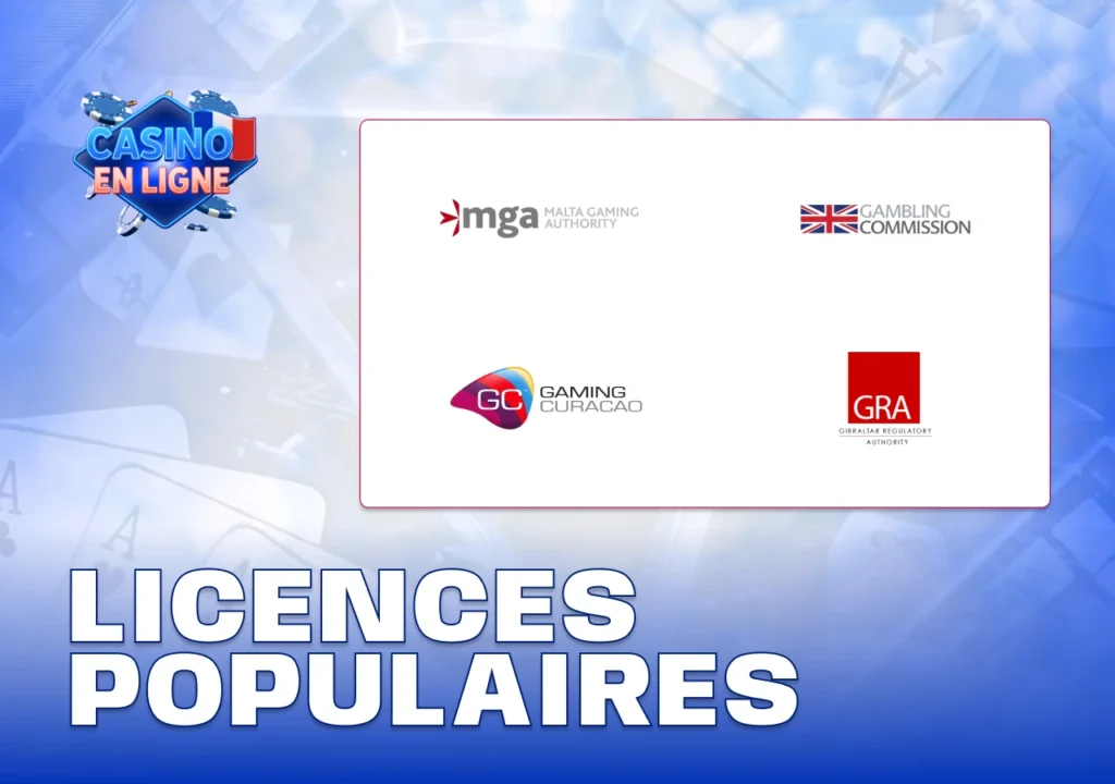 Logos et certificats des licences reconnues pour les casinos en France