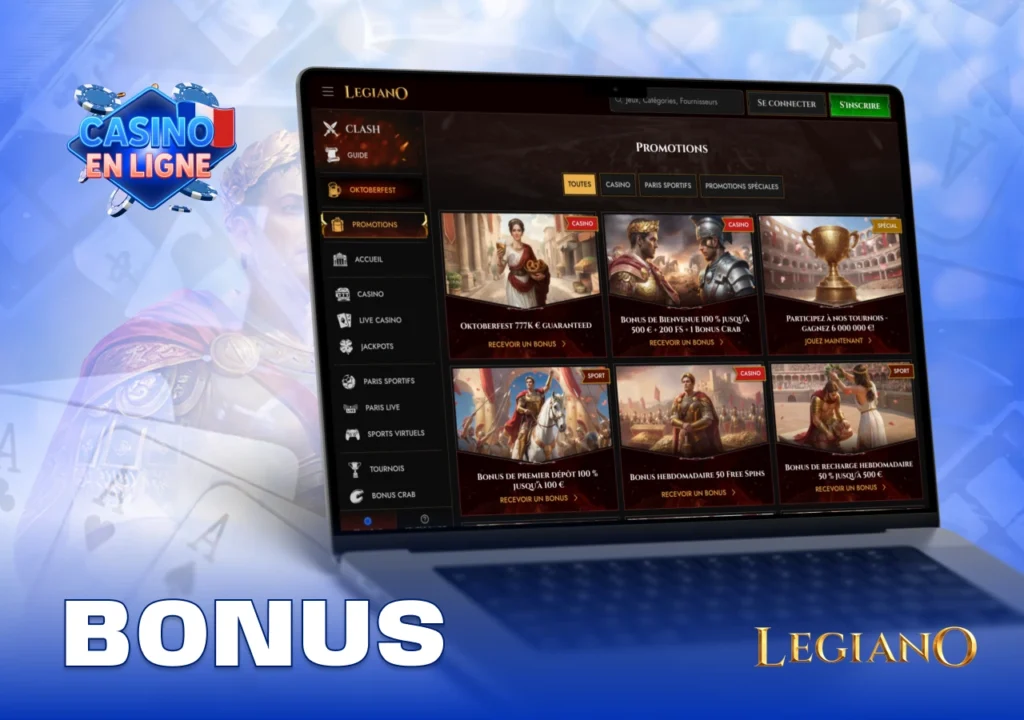 Offre de bonus exclusive du casino Legiano pour nouveaux joueurs