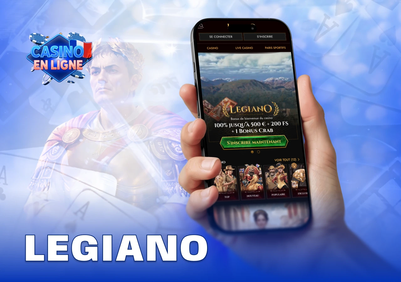Interface de Legiano affichant jackpots et options de pari