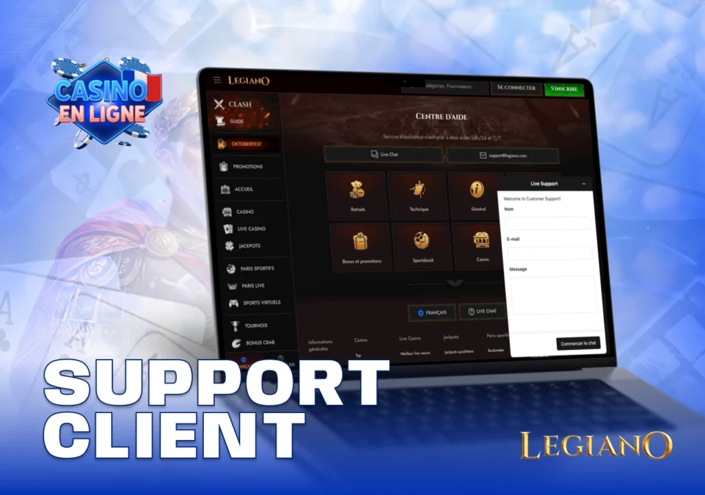 Agent du service client aidant un joueur via le chat en direct sur un casino en ligne