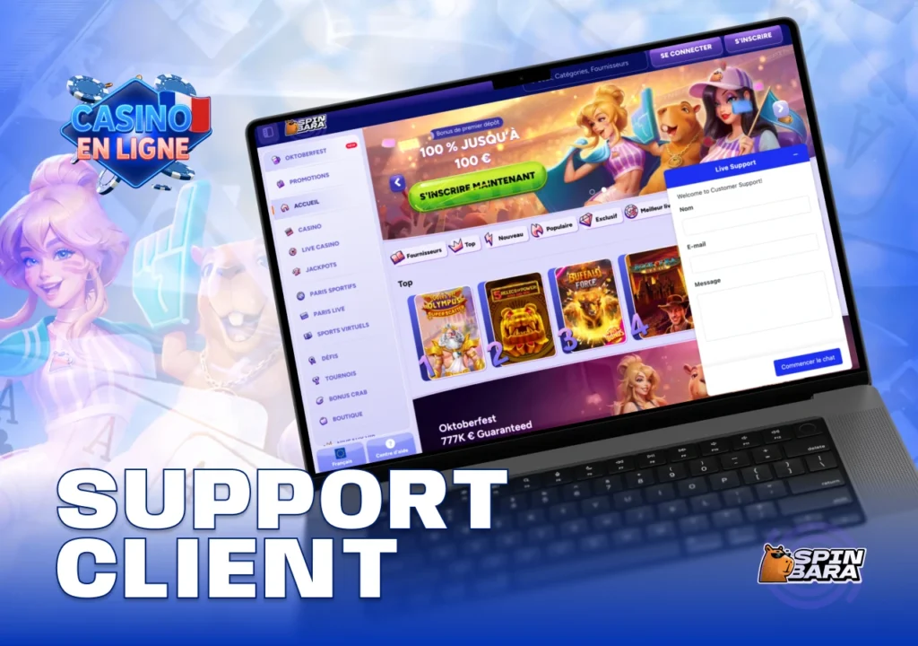 Service client disponible 24h/24 avec assistance par chat, e-mail et téléphone
