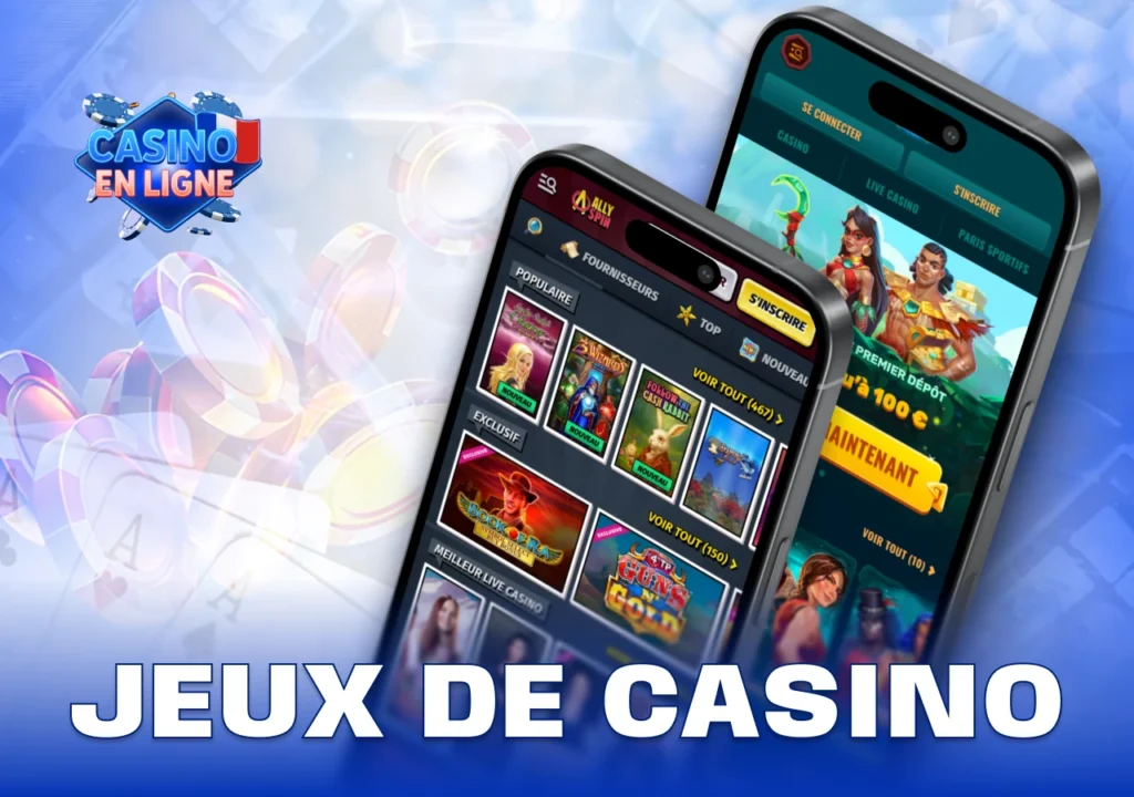 Jeux mobiles disponibles sur les apps de casino, incluant machines à sous, blackjack et roulette en direct