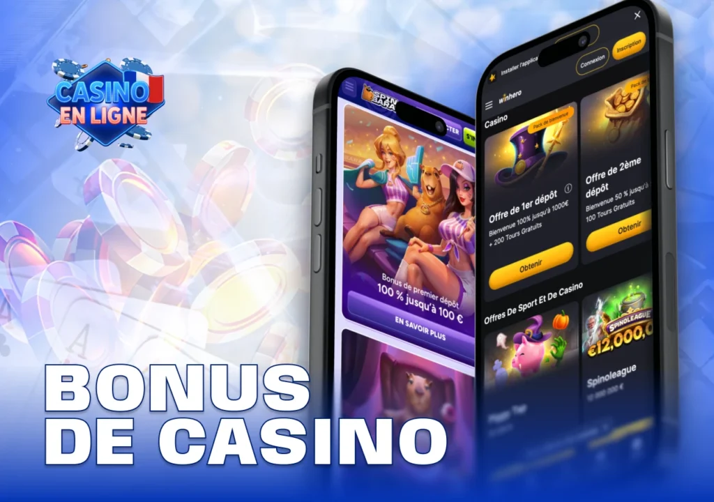 Offres de bonus mobiles pour applications de casino, comprenant tours gratuits, cashback et promotions exclusives