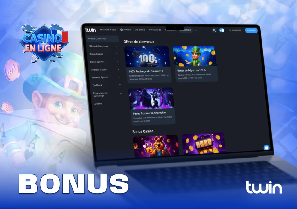 Bonus Twin Casino en ligne incluant offres de bienvenue, tours gratuits et promotions régulières