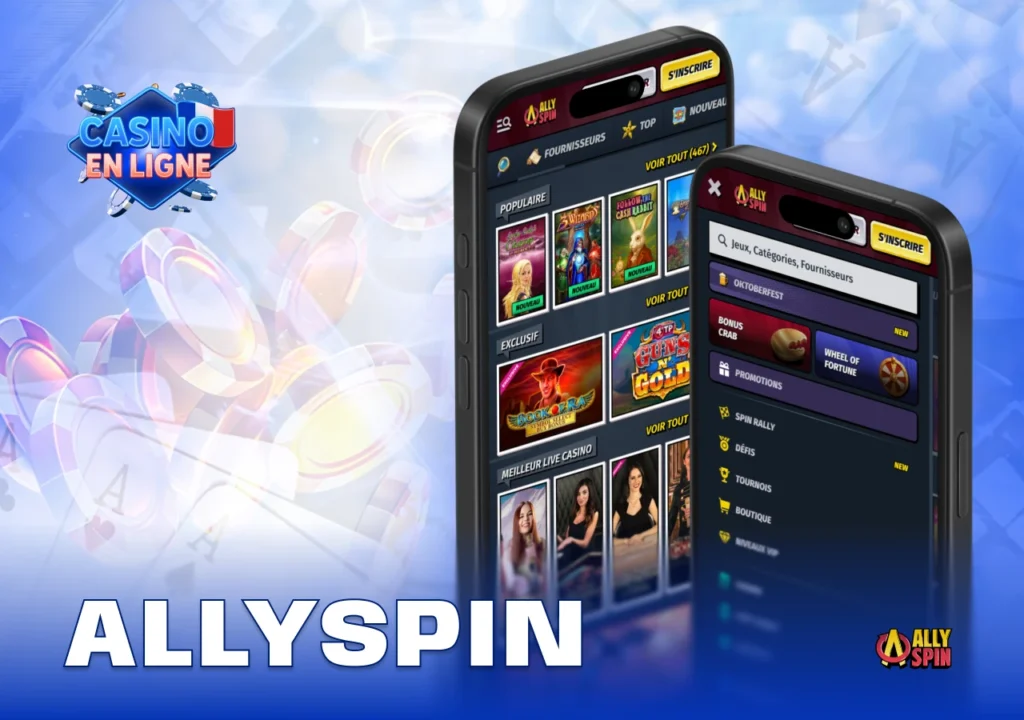 Application AllySpin moderne combinant jeux rapides, interface intuitive et nombreuses promotions mobiles