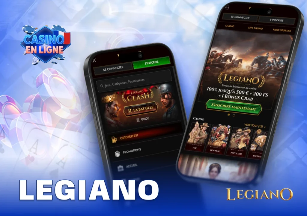 Application Legiano Casino offrant catalogue varié, dépôts instantanés et support réactif pour joueurs français
